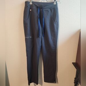 Figs Technical Collection Charcoal Gray‎ Scub Pants Blue Drawstring Rainbow XXS